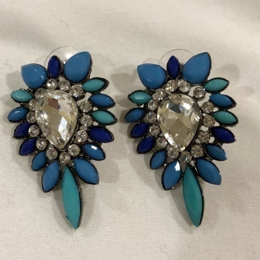 Post Top Blue Combo Stone Earrings